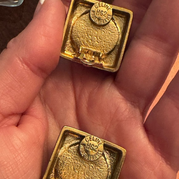 Celine Vintage Gold Tone and Pearl Earrings - Picture 2 of 6